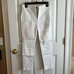 American eagle next level stretch X white distressed jegging crop jeans